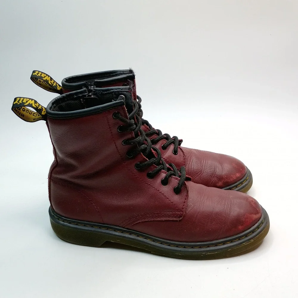 Dr. Martens Boots Womens Size 6 Cherry Red Leather Side Zip 1460Y
